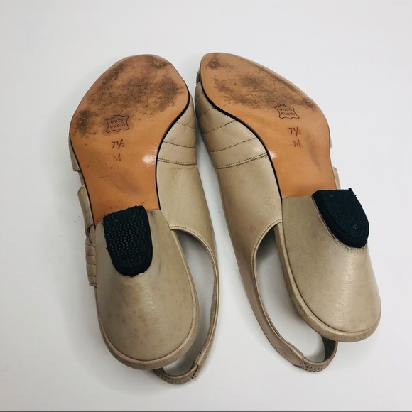Vintage Bally Peep Toe Sling Back Italian Beige Shoes Size 7.5 - Picture 10 of 12